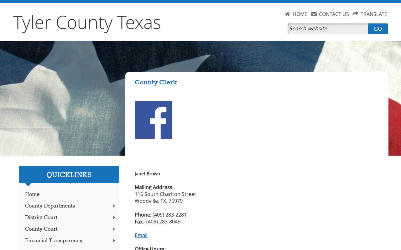 Tyler County Clerk office information and recordkeeping duties